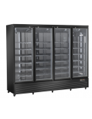 Vetrina refrigerata in acciaio verniciato nero, 4 porte a battente in vetro - temp. 1°/+10° C - cm 250,8x74x204h