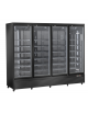 Vetrina refrigerata in acciaio verniciato nero, 4 porte a battente in vetro - temp. 1°/+10° C - cm 250,8x74x204h