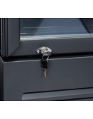 Vetrina refrigerata in acciaio verniciato nero, 4 porte a battente in vetro - temp. 1°/+10° C - cm 250,8x74x204h