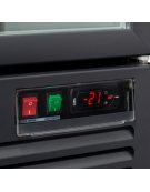 Vetrina refrigerata in acciaio verniciato nero, 4 porte a battente in vetro - temp. 1°/+10° C - cm 250,8x74x204h