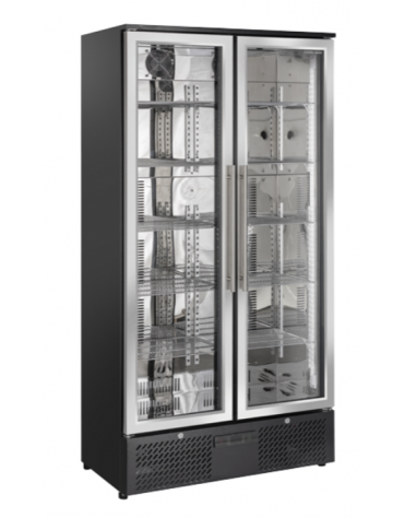 Vetrina frigo bibite verticale 2 porte con telaio in acciaio inox - refrigerazione ventilata +1°/+10°C - cm 90x55,8x180h