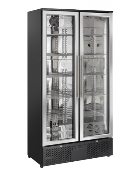 Vetrina frigo bibite verticale 2 porte con telaio in acciaio inox - refrigerazione ventilata +1°/+10°C - cm 90x55,8x180h