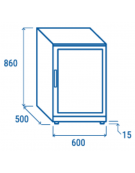 Vetrina bibite ad un anta - colore esterno nero - 128 Lt - refrigerazione ventilata +1/+10°C - cm 60x50x86h