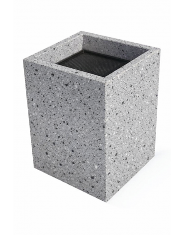 Ceneriera Quadrata in cemento - Colore Grigio pietra - Dotata di Griglia Forata - cm 50x50x70h - Conforme ai CAM
