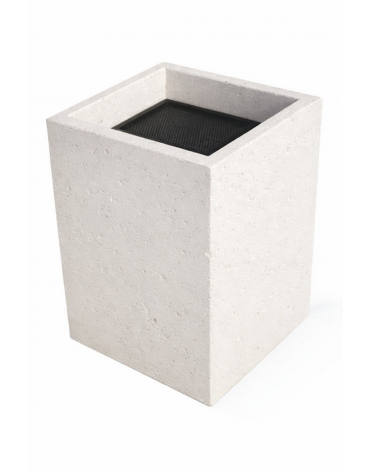 Ceneriera Quadrata in cemento - Colore Bianco pietra - Dotata di Griglia Forata - cm 50x50x70h - Conforme ai CAM