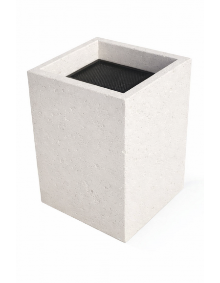 Ceneriera Quadrata in cemento - Colore Bianco pietra - Dotata di Griglia Forata - cm 50x50x70h - Conforme ai CAM