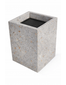 Ceneriera Quadrata in cemento - Colore Grigio Travertino - Dotata di Griglia Forata - cm 50x50x70h - Conforme ai CAM