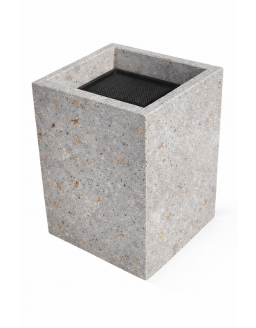 Ceneriera Quadrata in cemento - Colore Grigio Travertino - Dotata di Griglia Forata - cm 50x50x70h - Conforme ai CAM