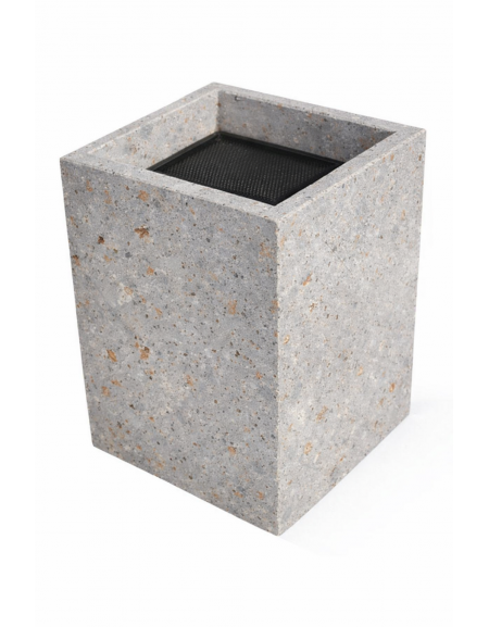Ceneriera Quadrata in cemento - Colore Grigio Travertino - Dotata di Griglia Forata - cm 50x50x70h - Conforme ai CAM