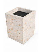 Ceneriera Quadrata in cemento - Colore Bianco Travertino - Dotata di Griglia Forata - cm 50x50x70h - Conforme ai CAM