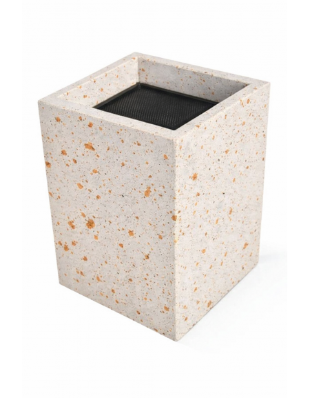 Ceneriera Quadrata in cemento - Colore Bianco Travertino - Dotata di Griglia Forata - cm 50x50x70h - Conforme ai CAM