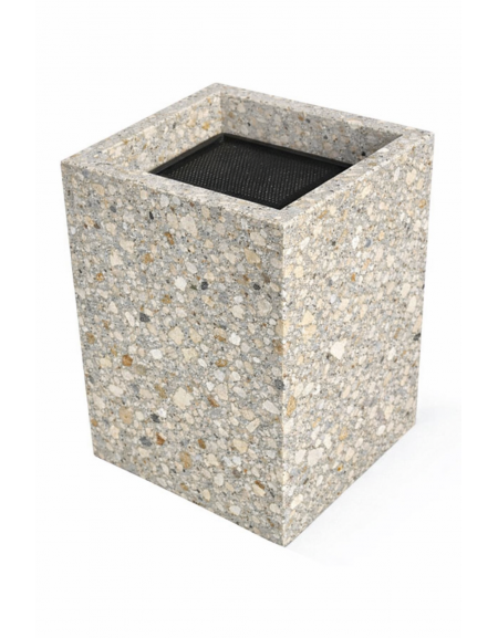 Ceneriera Quadrata in cemento - Colore Grigio sabbiato - Dotata di Griglia Forata - cm 50x50x70h - Conforme ai CAM