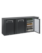 Retrobanco bar refrigerato 3 porte a battente, ventilato +2°/+8°C - esterno in acciaio zincato nero - cm 208,5x51,5x86h