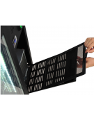 Retrobanco bar refrigerato 4 porte a battente, ventilato +2°/+8°C - esterno in acciaio zincato nero - cm 254x51,5x86h