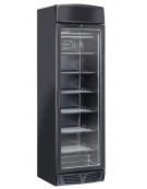 Congelatore verticale professionale statico -15°/-20°C -colore nero- porta a vetri e cassonetto pubblicitario - cm 60x64x200,5h
