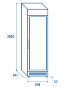 Congelatore verticale professionale statico -15°/-20°C -colore nero- porta a vetri e cassonetto pubblicitario - cm 60x64x200,5h