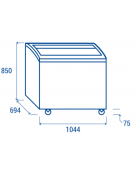 Congelatore a pozzetto con top in vetro curvo scorrevole, 3 cesti, capacità Lt 300 - refrigerazione statica - cm 104,4x69,4x85h
