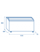 Congelatore a pozzetto con top in vetro curvo scorrevole, 4 cesti, capacità Lt 475 - refrigerazione statica - cm 151x69,4x85h