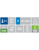 Congelatore a isola statico con sportelli curvi scorrevoli, in acciaio verniciato bianco - capacità Lt 588 - cm 145,6x85,8x89,2h