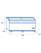 Congelatore a isola statico con sportelli curvi scorrevoli, in acciaio verniciato bianco - capacità Lt 783 - cm 185,6x85,8x89,2h