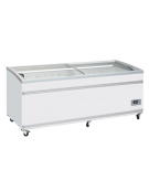 Congelatore a isola statico con sportelli curvi scorrevoli, in acciaio verniciato bianco - capacità Lt 905 - cm 210,6x85,8x89,2h