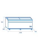 Congelatore a isola statico con sportelli curvi scorrevoli, in acciaio verniciato bianco - capacità Lt 905 - cm 210,6x85,8x89,2h