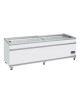 Congelatore a isola statico con sportelli curvi scorrevoli, in acciaio verniciato bianco - Lt 1100 - cm 250,6x85,8x89,2h
