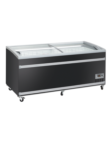 Congelatore a isola statico con sportelli curvi scorrevoli, in acciaio verniciato nero - capacità Lt 783 - cm 185,6x85,8x89,2h