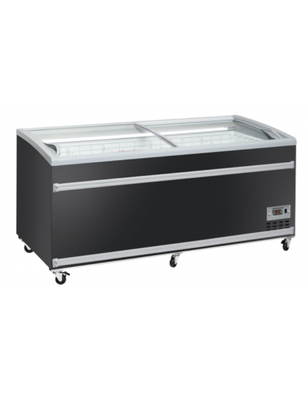 Congelatore a isola statico con sportelli curvi scorrevoli, in acciaio verniciato nero - capacità Lt 783 - cm 185,6x85,8x89,2h