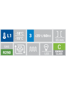 Congelatore a isola statico con sportelli curvi scorrevoli, in acciaio verniciato nero - capacità Lt 905 - cm 210,6x85,8x89,2h