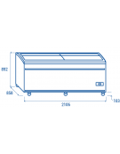 Congelatore a isola statico con sportelli curvi scorrevoli, in acciaio verniciato nero - capacità Lt 905 - cm 210,6x85,8x89,2h