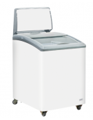  Congelatore a pozzetto con top in vetro curvo scorrevole e opalina pubblicitaria - capacità Lt 150 - cm 58,4x73,5x114,5h