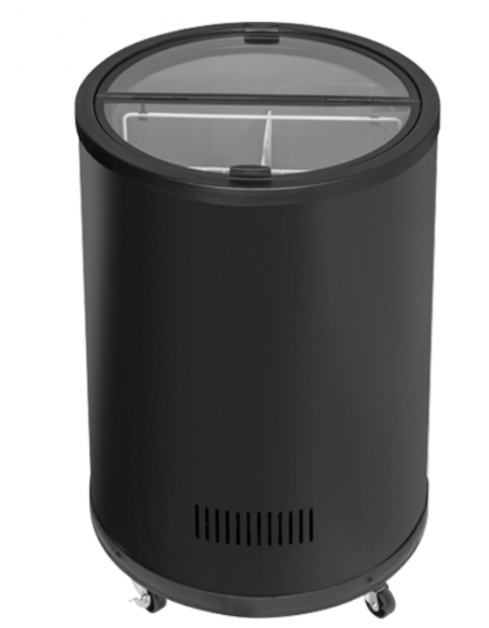 Congelatore tondo a pozzetto in lamiera di colore nero - Lt 77 - temp. -18°/-10°C - diametro cm 56,9 - altezza cm 84,9