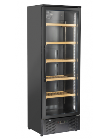 Cantina refrigerata per vino in acciaio verniciato nero - 108 bottiglie - refrigerazione ventilata +5°/+14°C - cm 60x55,8x180h