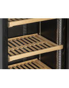 Cantina refrigerata per vino in acciaio verniciato nero - 108 bottiglie - refrigerazione ventilata +5°/+14°C - cm 60x55,8x180h