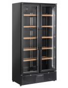 Cantina vino refrigerata 2 porte in acciaio verniciato nero- 144 bottiglie- refrigerazione ventilata +5°/+14°C - cm 90x55,8x180h