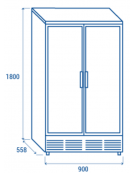 Cantina vino refrigerata 2 porte in acciaio verniciato nero- 144 bottiglie- refrigerazione ventilata +5°/+14°C - cm 90x55,8x180h