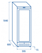 Cantina vino refrigerata - capacità 85 bottiglie - Refrigerazione Roll-Bond con ventilatore +7°/+18°C - cm 59,5x60x184h