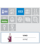Cantina vino refrigerata con ripiani in legno- 85 bottiglie- refrigerazione RollBond con ventilatore +7°/+18°C -cm 59,5x60x184h