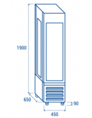 Vetrina pasticceria panoramica refrigerata - ventilata -2°/+10°C - colore nero - Classe A - cm 45x65x190h