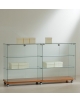 Vetrina espositiva bassa doppia cm 157x40x90h - colore alluminio, wengè o ciliegio