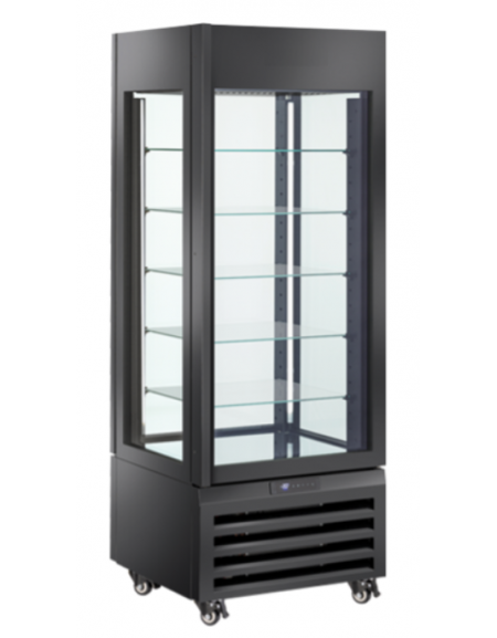 Vetrina gelateria panoramica congelatore - ventilata -22°/+5°C - colore nero - Classe C - cm 70x65x190h