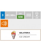 Vetrina gelateria panoramica congelatore - statica -22°/-15°C - colore nero - Classe C - cm 70x65x190h