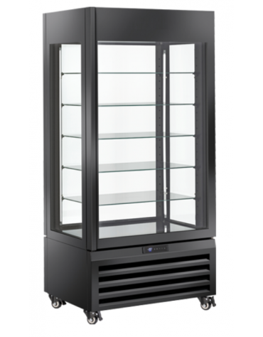 Vetrina gelateria panoramica congelatore - ventilata -22°/+5°C - colore nero - Classe C - cm 90x65x190h