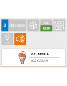 Vetrina gelateria panoramica congelatore - ventilata -22°/+5°C - colore nero - Classe C - cm 90x65x190h