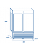 Vetrina gelateria panoramica refrigerata con porta doppia - ventilata -22°/+5°C - colore nero - Classe C - cm 142x65x190h