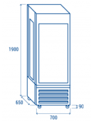 Frollatore carne panoramico - colore nero - capacità Lt. 440 - refrigerazione ventilata -2°/+10°C - Classe A - cm 70x65x190h
