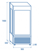 Frollatore carne panoramico - colore nero - capacità Lt. 600 - refrigerazione ventilata -2°/+10°C - Classe A - cm 90x65x190h
