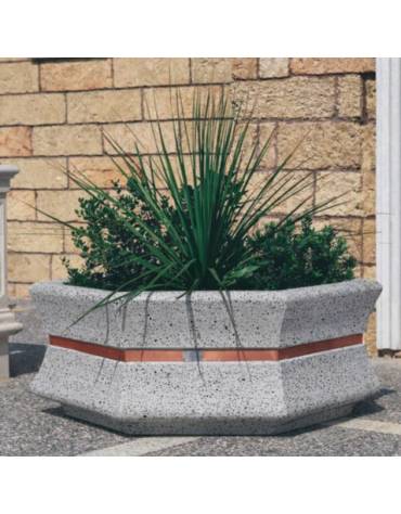 Fioriera esagonale  per esterno in cemento calcestruzzo - colore Grigio pietra - cm 155x120x65h