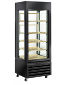 Vetrina refrigerata per esposizione vino, ventilata +0°/+20°C - ripiani in legno - 66 bottiglie - Classe A - cm 70x65x190h